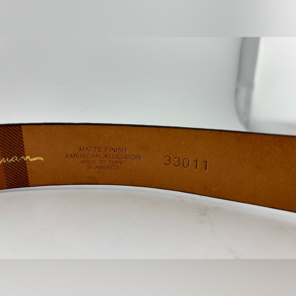 Martin Dingman Genuine Alligator Grain Calfskin Brown 42" Belt Hand Made in USA - Picture 8 of 12